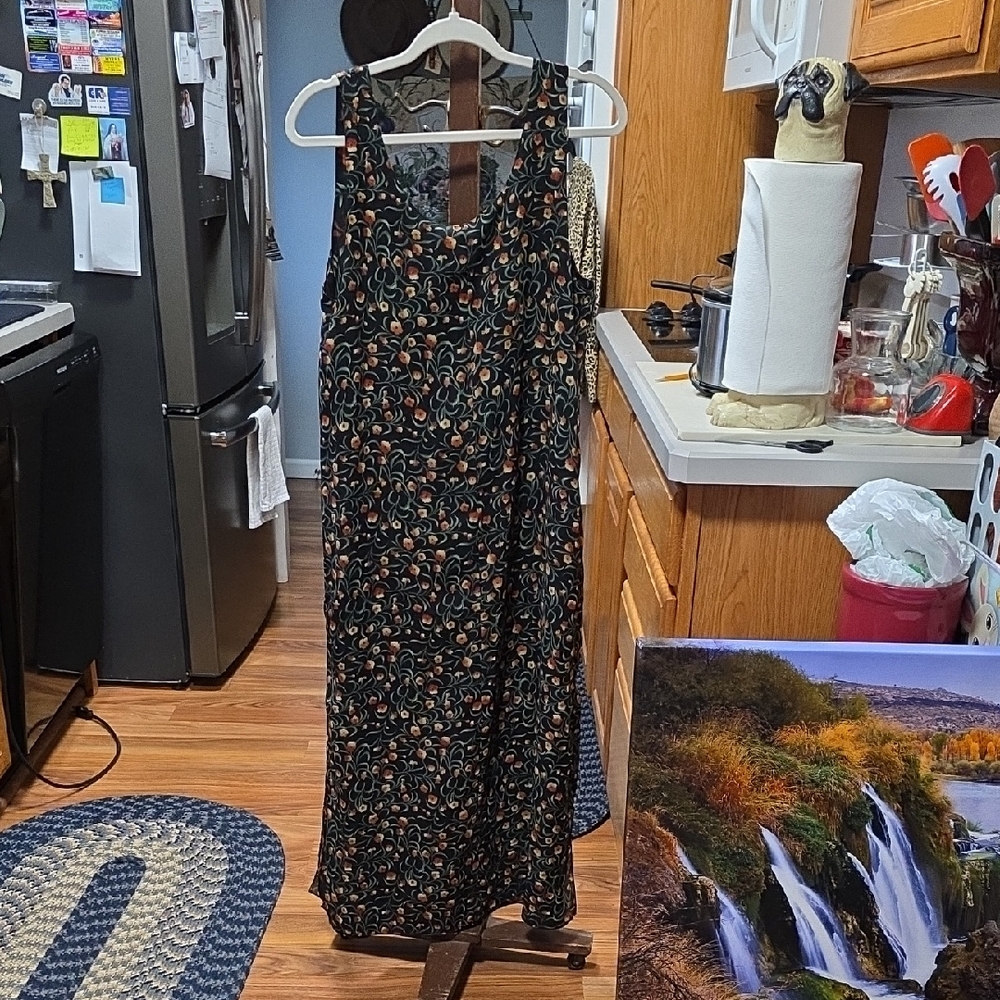 Black and Orange Floral Reversible Sz Sm Med Sleeveless Dress